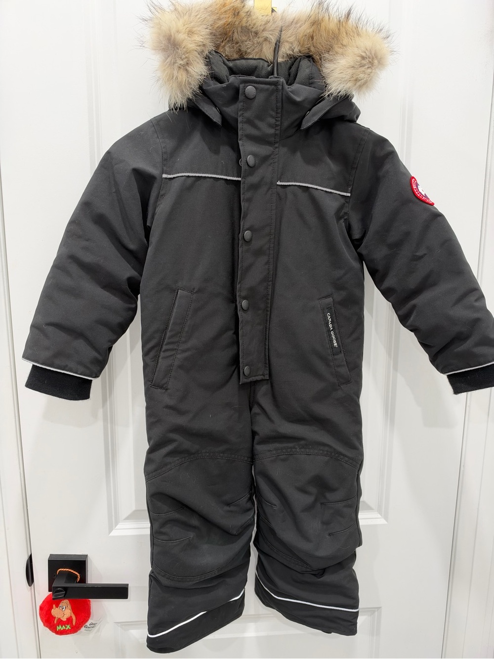Canada Goose Black Kids Insulated Snowsuit with Faux Fur Hood